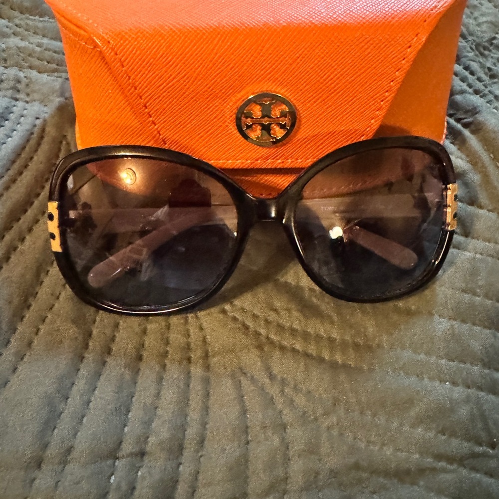 Tory Burch Black Sunglasses with Orange Case
